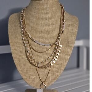 Lucky Brand Gold-Tone Mixed Bead Layered Pendant Necklace, 16-1/4" + 2" extender